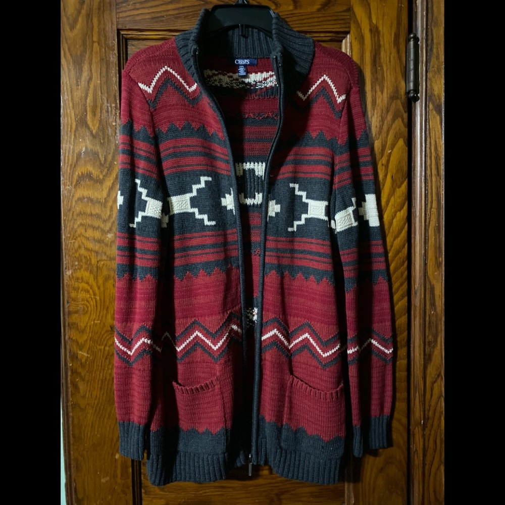 Chaps Cardigan Zipper Front Sweater